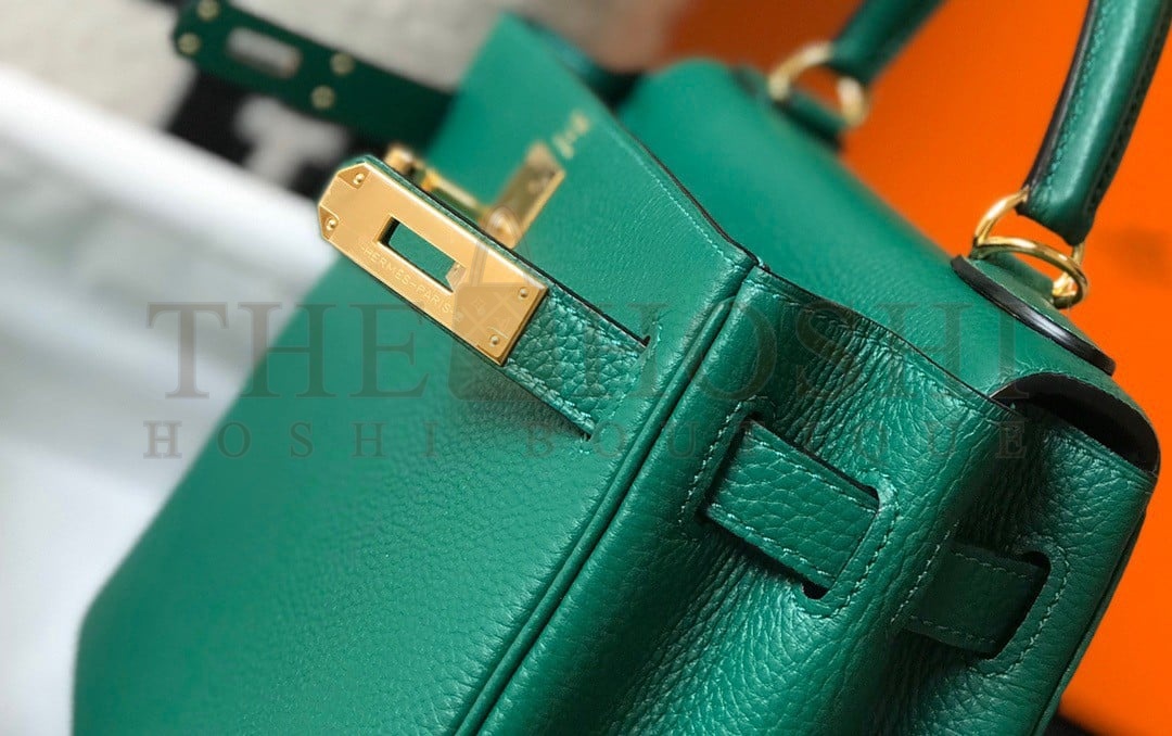 H**me5 Kelly 28cm Retourne Bag in Malachite Clemence Leather GHW Master Quality