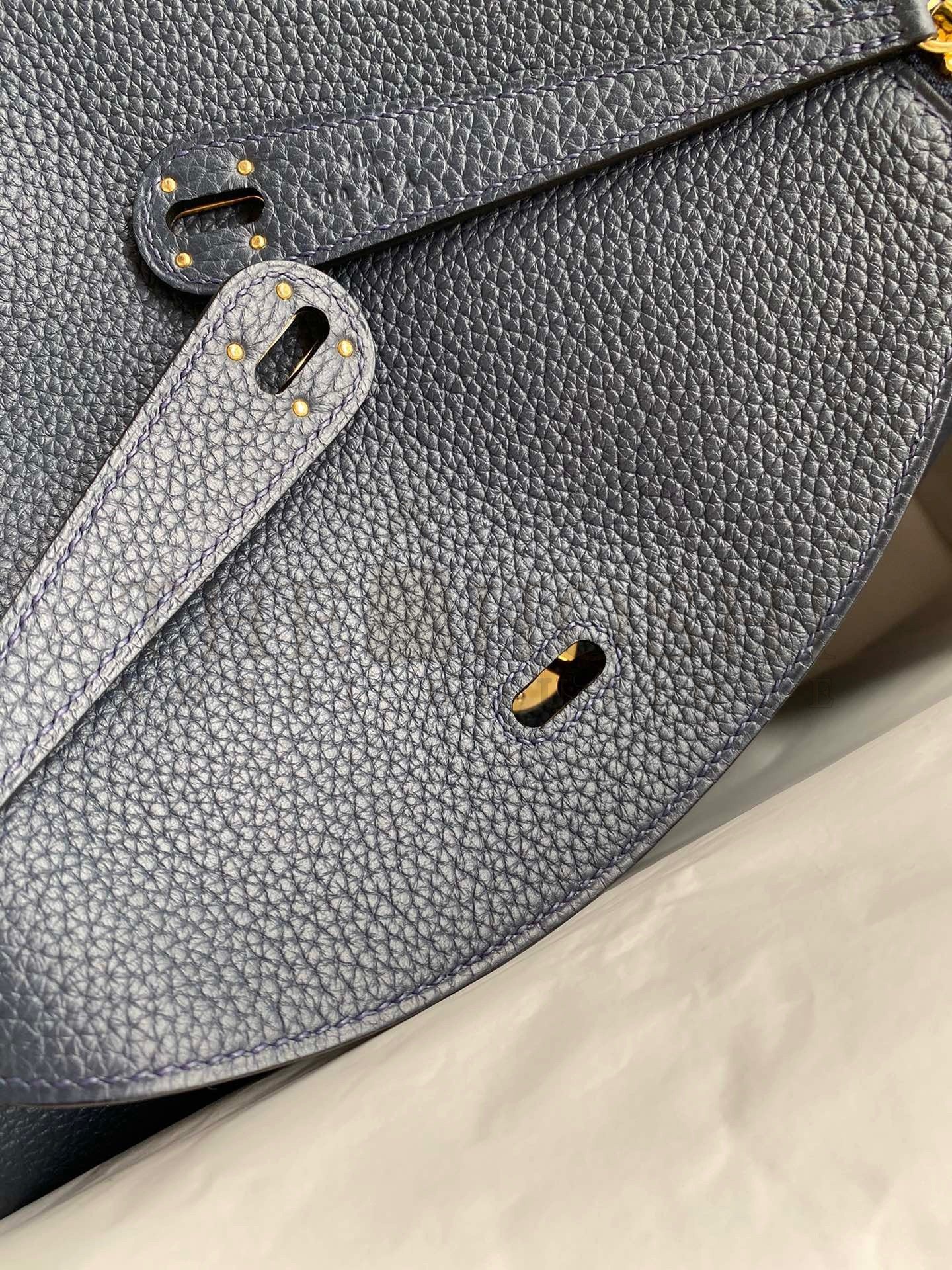 H**me5 Lindy 30 Handmade Bag In Blue Nuit Clemence Leather Master Quality