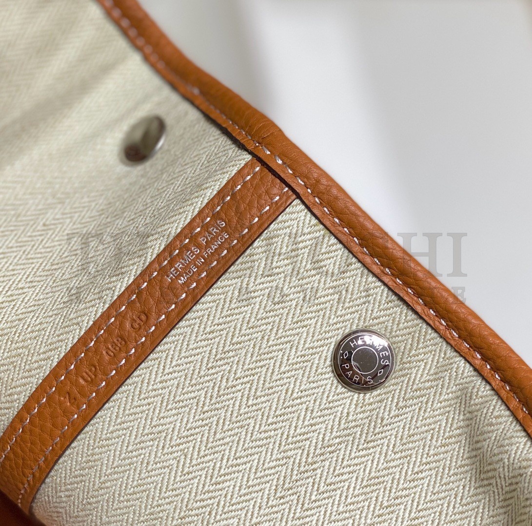 H**me5 Garden Party 30cm Bag in Toile and Gold Leather Master Quality