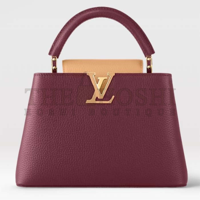 L0vis Vvtt0n LV Women Capucines BB Handbag Griotte Red Arizona Taurillon Cowhide Leather Master Quality