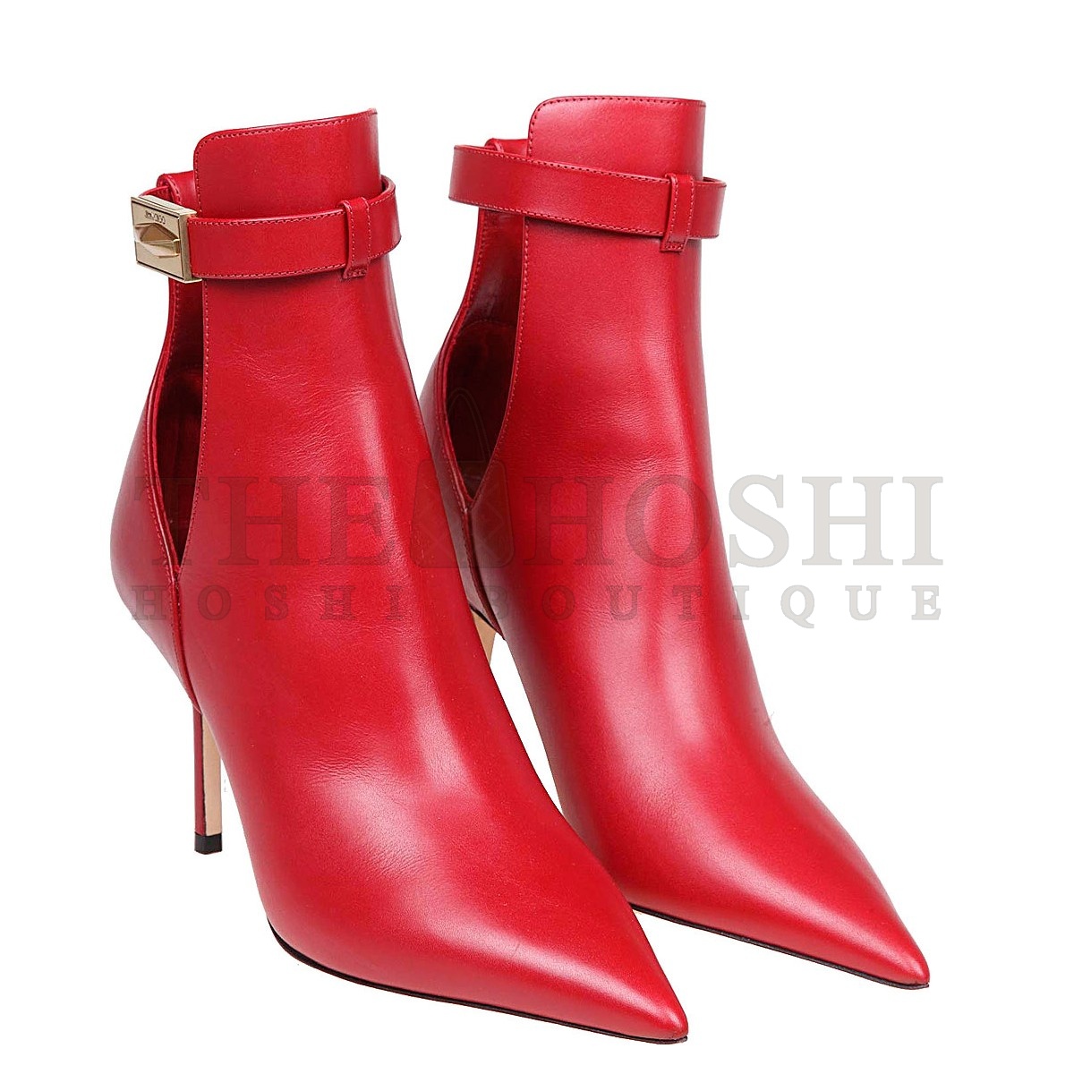 J1m*y Ch00 Nell Ankle Boots 85mm in Red Leather Master Quality