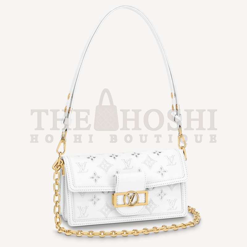 L0vis Vvtt0n LV Women Dauphine East West Handbag White Calfskin Leather Master Quality