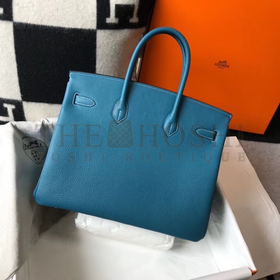 H**me5 Birkin 35 Bag in Blue Jean Clemence Leather with GHW Master Quality
