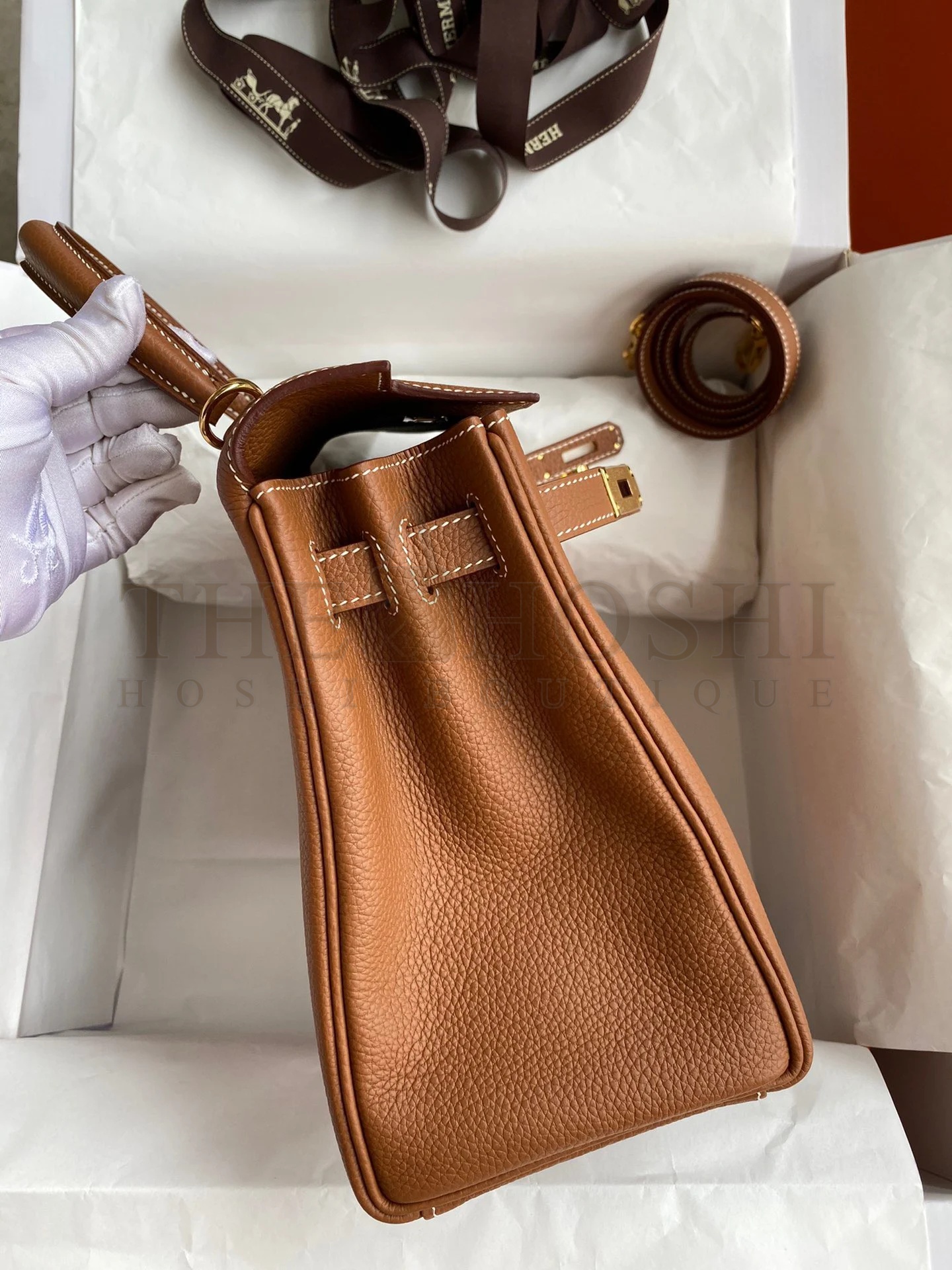 H**me5 Kelly Retourne 28 Handmade Bag In Gold Clemence Leather Master Quality