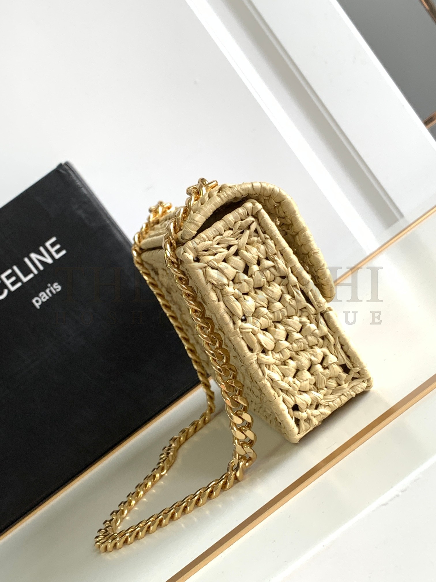 Ce1i*e Raffia Mini Trimophe bag 20.5 X 10.5 X 4 cm Master Quality