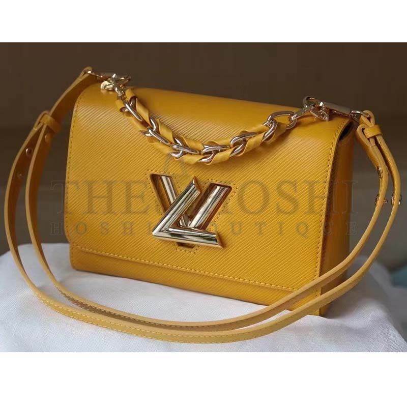 L0vis Vvtt0n LV Women Twist MM Handbag Sunflower Yellow Epi Grained Cowhide Leather Master Quality