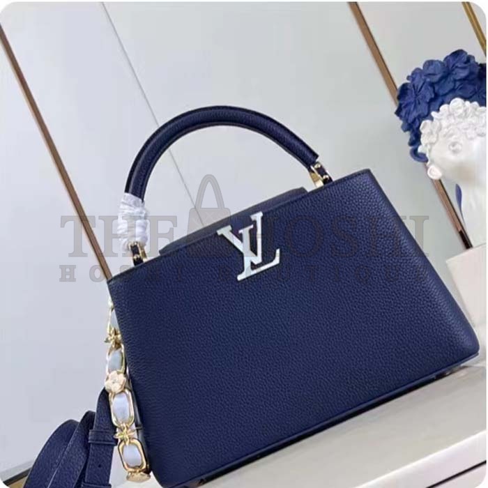 L0vis Vvtt0n LV Women Capucines MM Handbag Navy Blue Taurillon Leather M23199 Master Quality