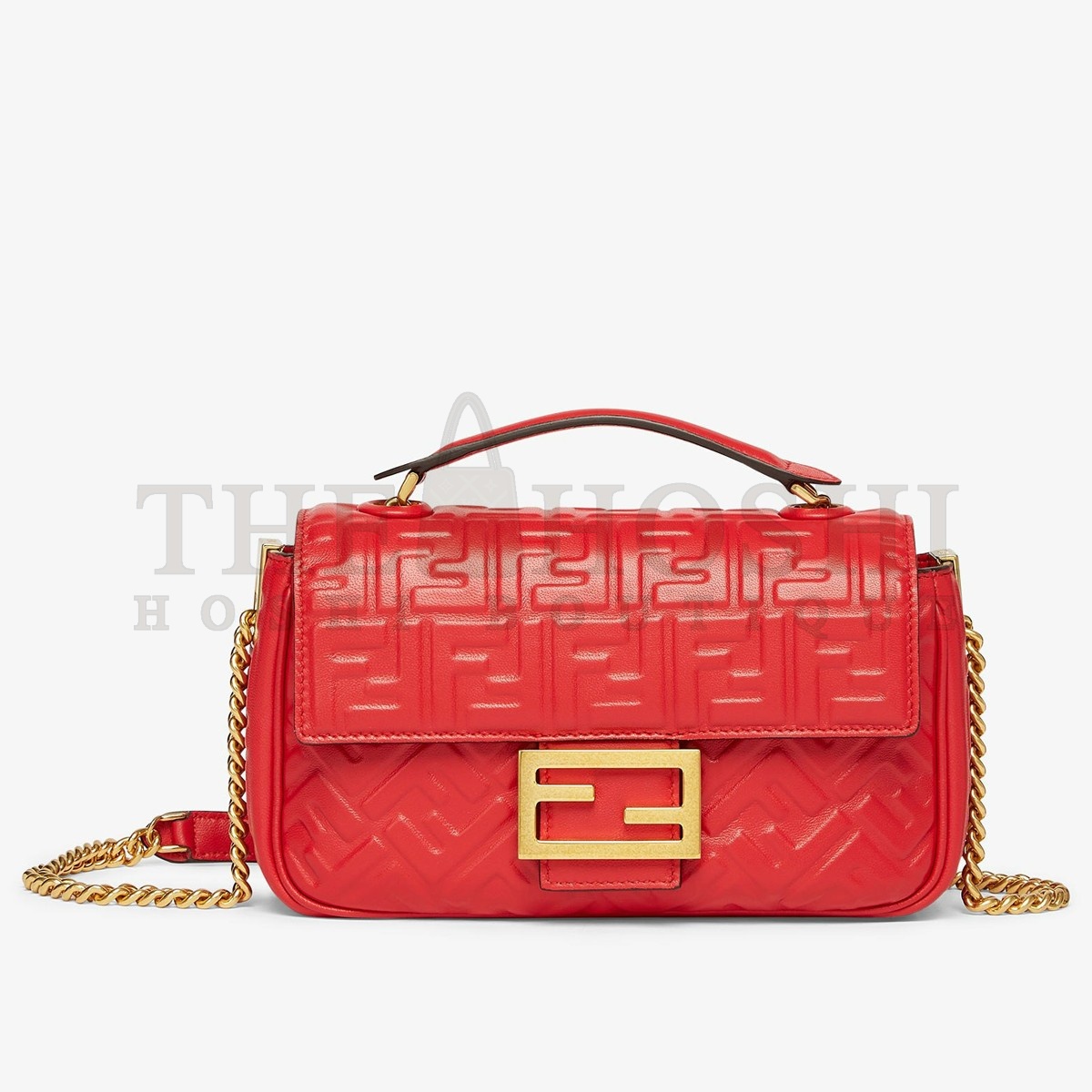 F**di Baguette Chain Midi Bag In Red Nappa Leather Master Quality