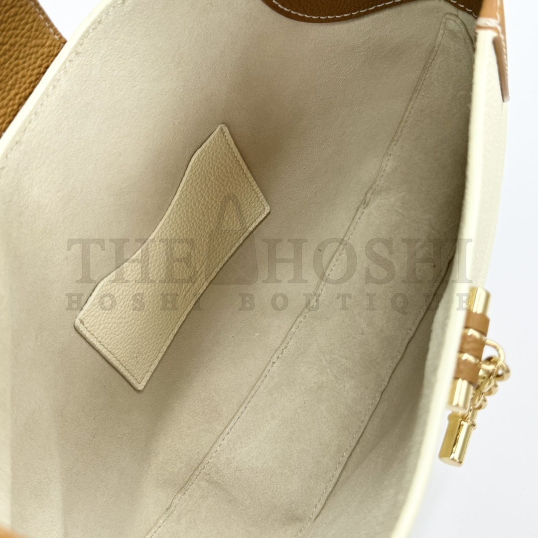 L0r0 P1ana Bobbin Bag White Splicing Leather 32x7x21cm Master Quality