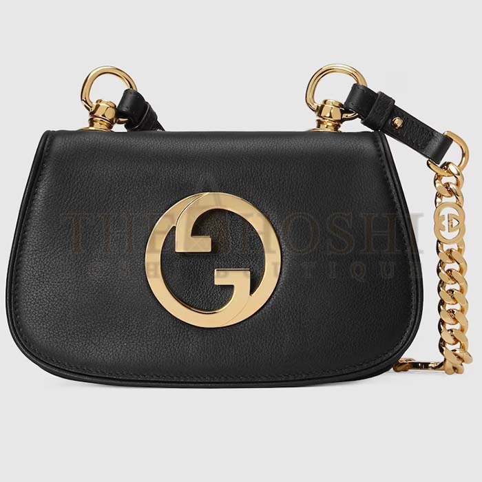 Gvc*1 Women GG Blondie Mini Shoulder Bag Black Leather Round Interlocking G Chain Master Quality