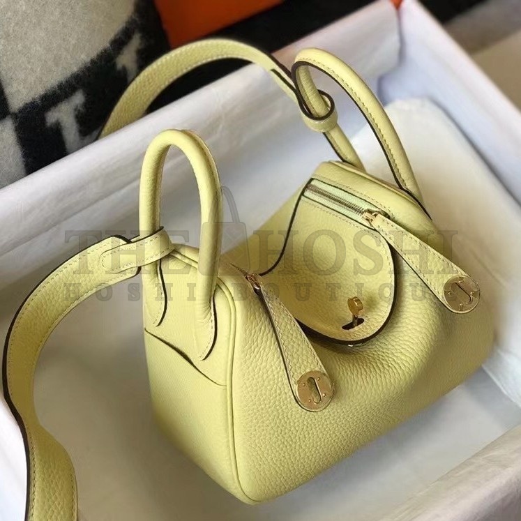 H**me5 Mini Lindy Bag In Jaune Poussin Clemence Leather Master Quality