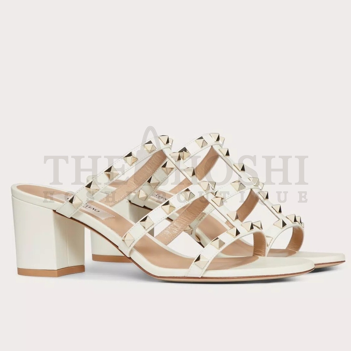 Va1e*ntin0 Rockstud Slide Sandals 60mm In White Calfskin Master Quality