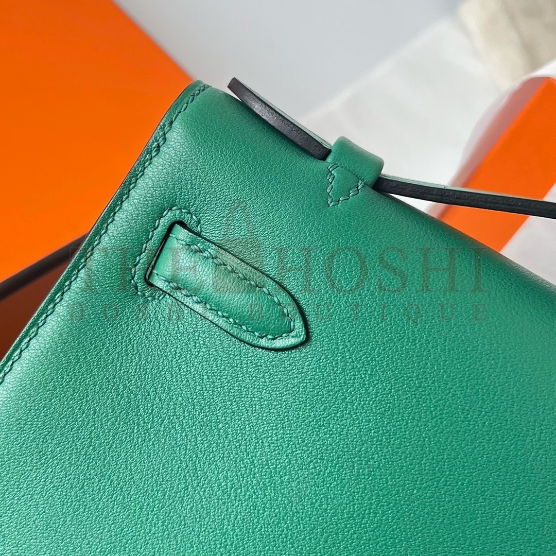 H**me5 Kelly Pochette Handmade Bag In Vert Vertigo Swift Calfskin Master Quality