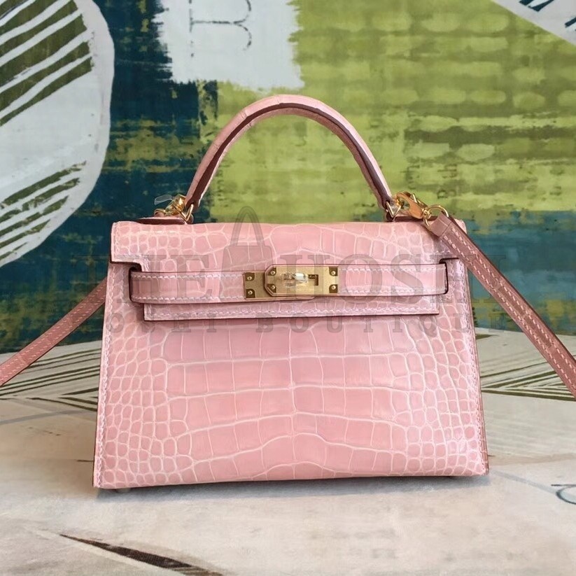 H**me5 Nude Alligator Kelly Mini II Handmade Bag Master Quality