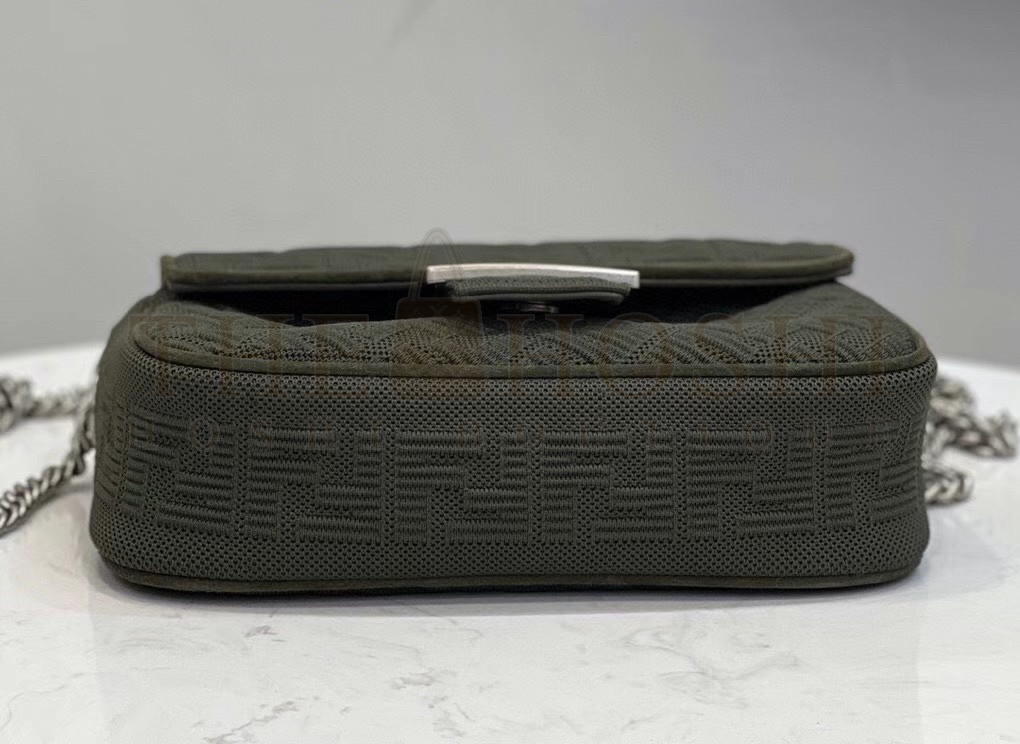 F**di Baguette Chain Midi Bag In Green FF Fabric Master Quality
