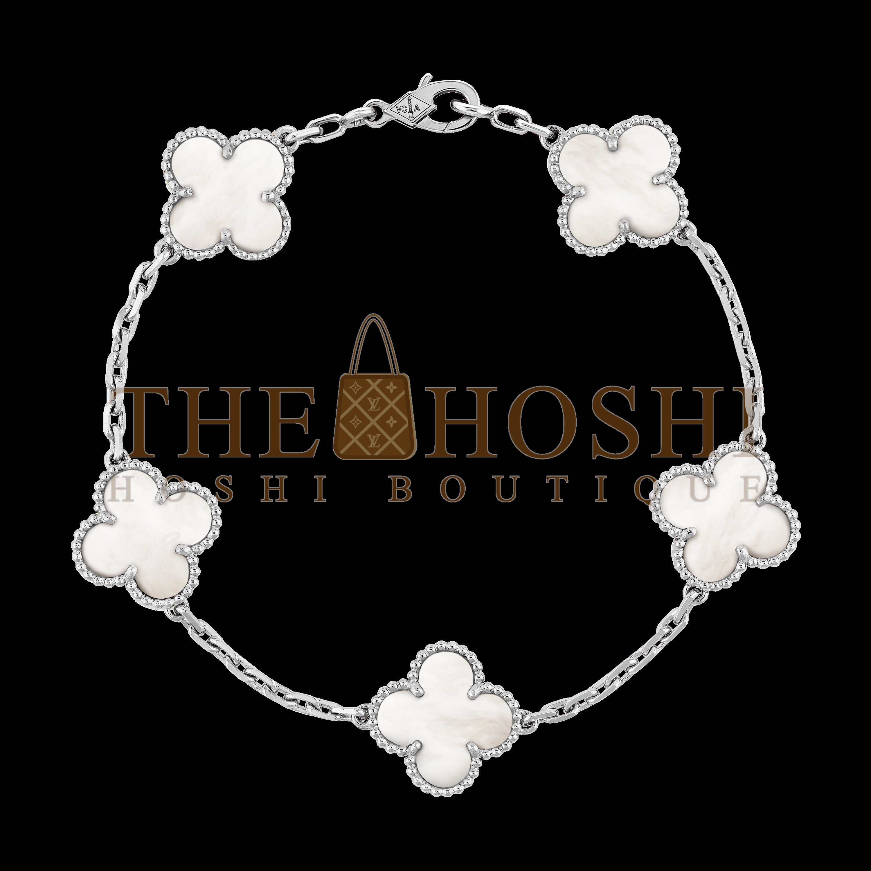 Clover Bracelet,V*n Cl**f Bracelet Dupe, White Mother-of-Pearl Clover Bracelet, Vintage Alhambra bracelet, 5 motifs Master Quality
