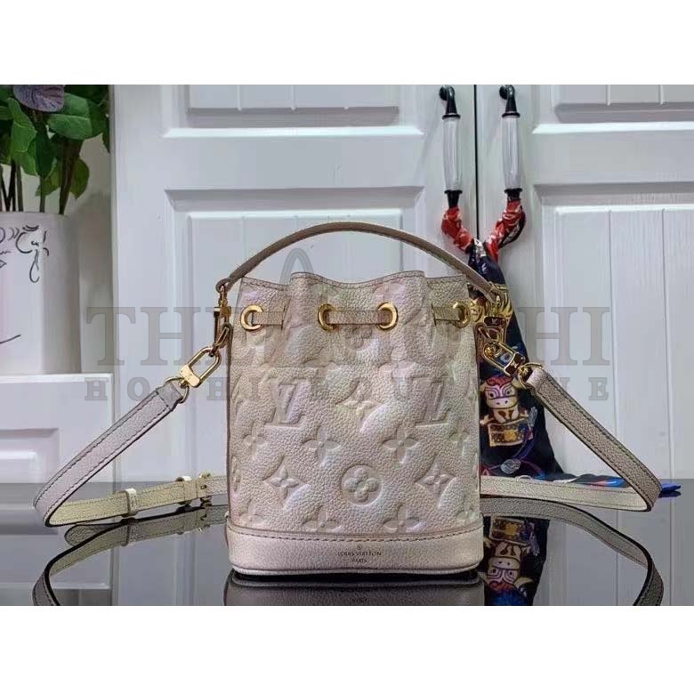 L0vis Vvtt0n LV Women Nano Noé Bucket Bag Beige Monogram Embossed S*pple Grained Cowhide Master Quality