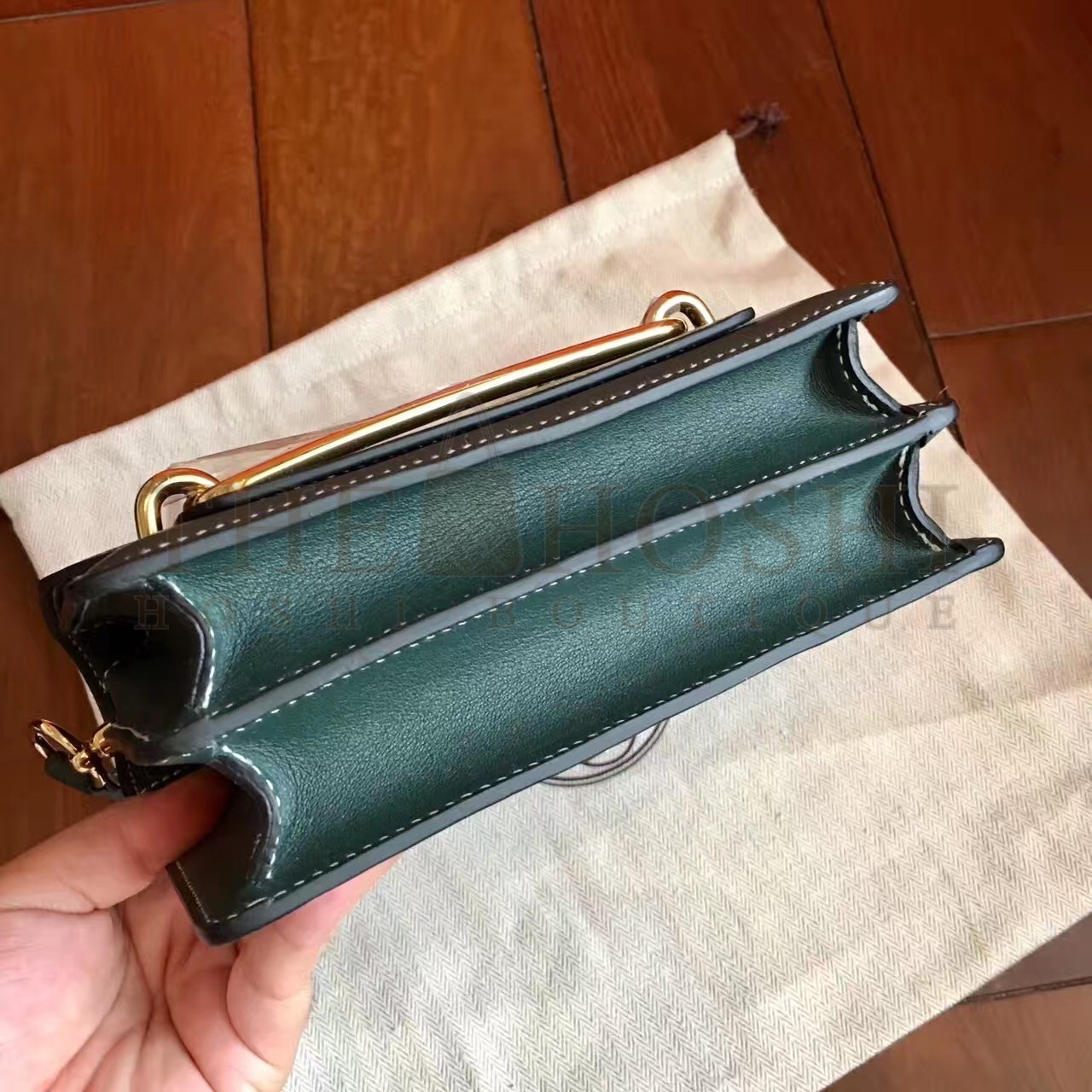 H**me5 Mini Sac Roulis Bag In Green Swift Leather Master Quality