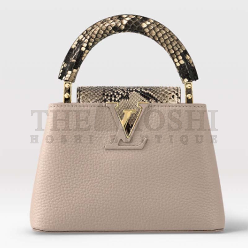 L0vis Vvtt0n LV Women Capucines Mini Handbag Galet Gray Taurillon Python Leather Master Quality