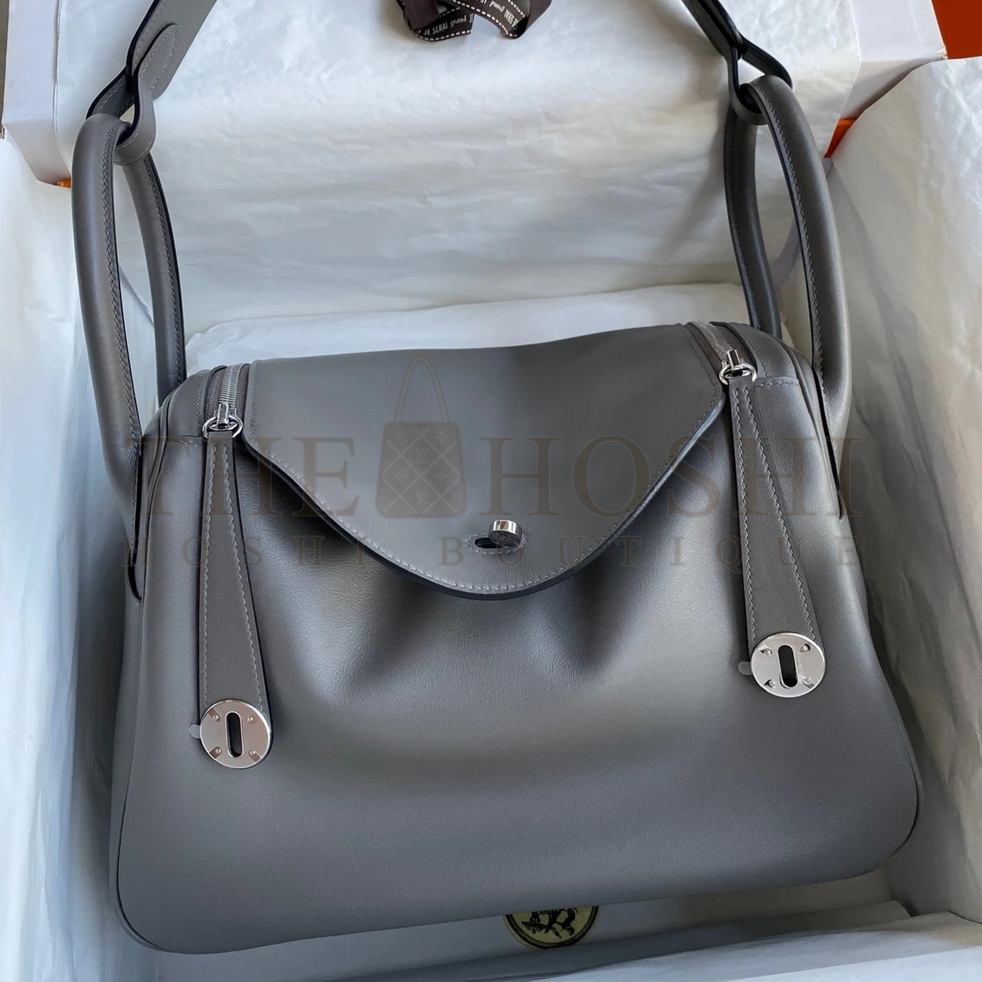 H**me5 Lindy 30 Handmade Bag In Grey Swift Calfskin Master Quality