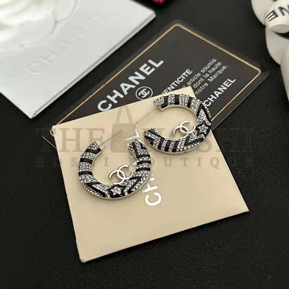 Ch**el Women Hoop Earrings in Metal and Strass Master Quality