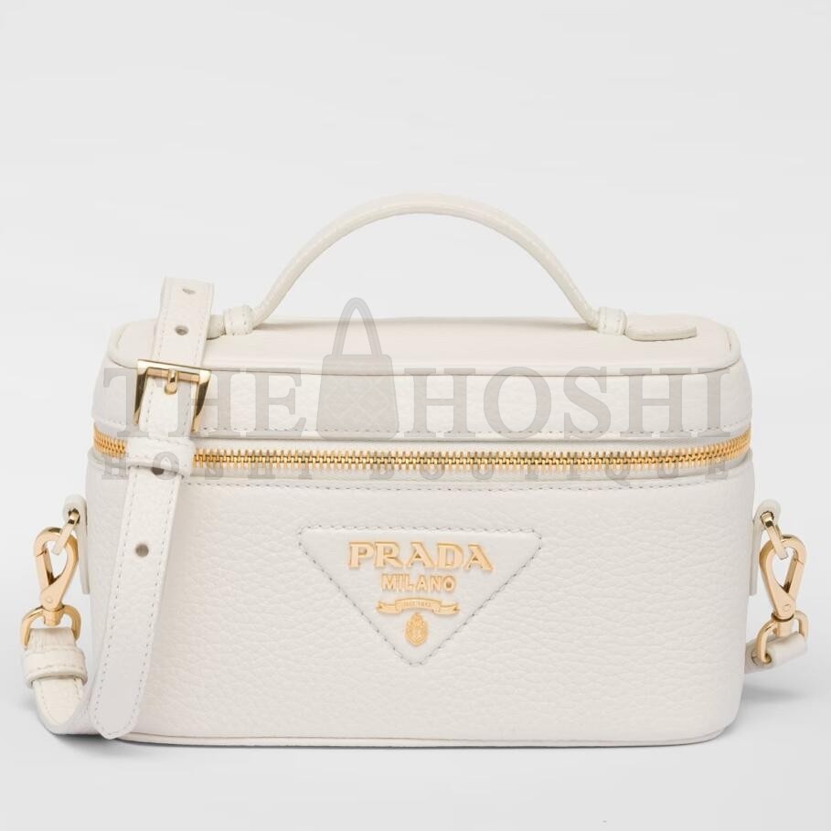 Pra*a Mini Vanity Bag in White Grained Leather Master Quality