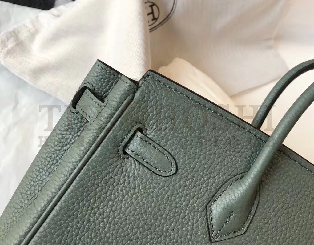 H**me5 Birkin 25cm Bag In Vert Amande Clemence Leather Master Quality