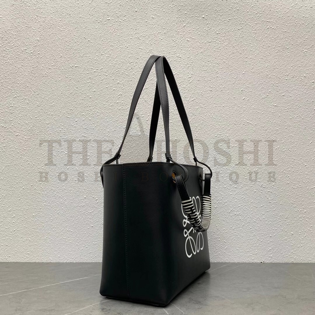 L0ew* Small Anagram Tote In Black Calfskin Master Quality