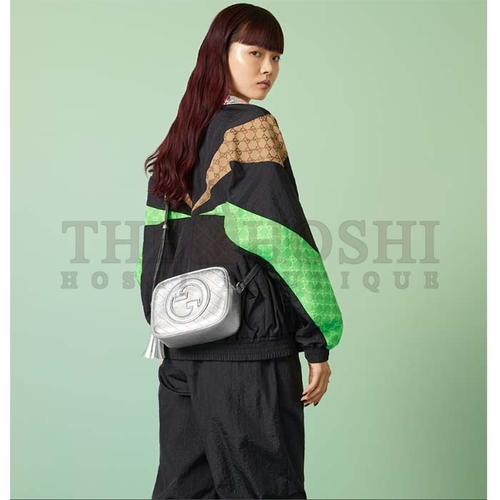 Gvc*1 Women GG Blondie Small Shoulder Bag Metallic Silver Leather Zipper Closure Master Quality