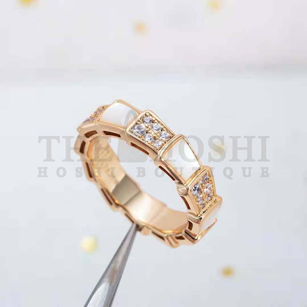 Bv1g*ai Women Serpenti Viper Band Ring in 18 KT Rose Gold-White Master Quality