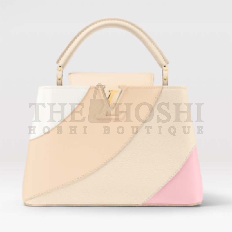 L0vis Vvtt0n LV Women Capucines BB Handbag Beige Taurillon Patent Leather Smooth Calfskin Master Quality
