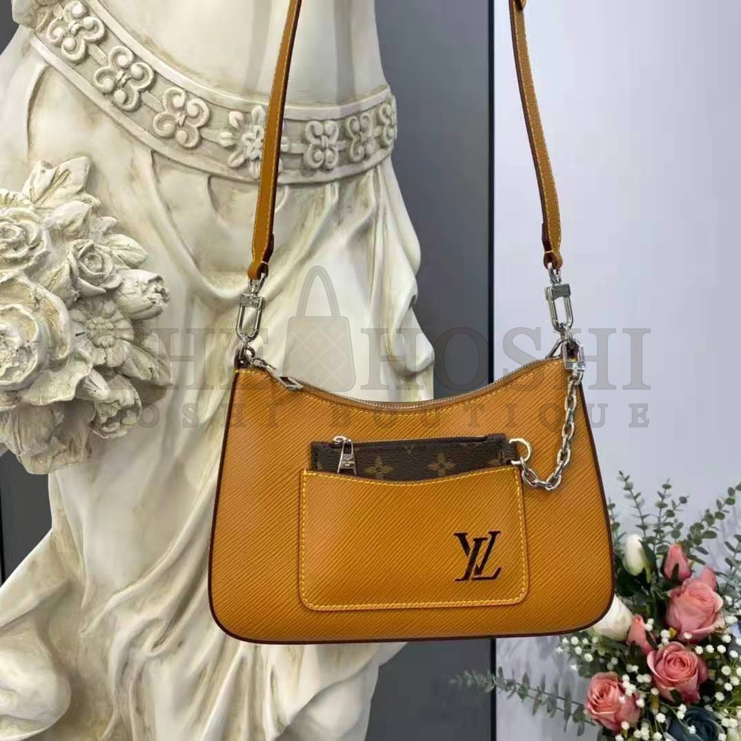 L0vis Vvtt0n LV Women Marelle Handbag Honey Gold Epi Grained Cowhide Leather Canvas Master Quality