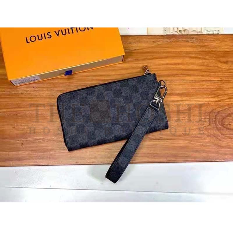 L0vis Vvtt0n LV Men Zippy Dragonne Wallet Damier Graphite Coated Canvas-Grey Master Quality