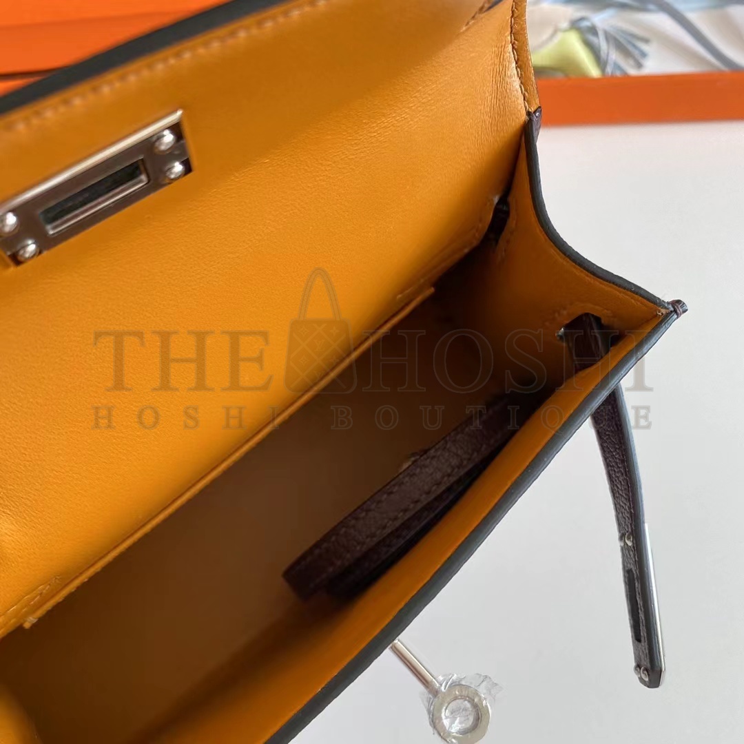 H**me5 Women Mini Kelly 20 Bag Suede Leather Silver Hardware-Chocolate Master Quality