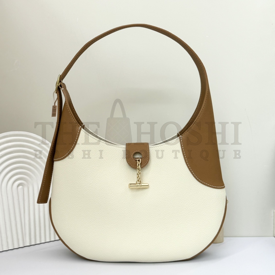 L0r0 P1ana Bobbin Bag White Splicing Leather 32x7x21cm Master Quality