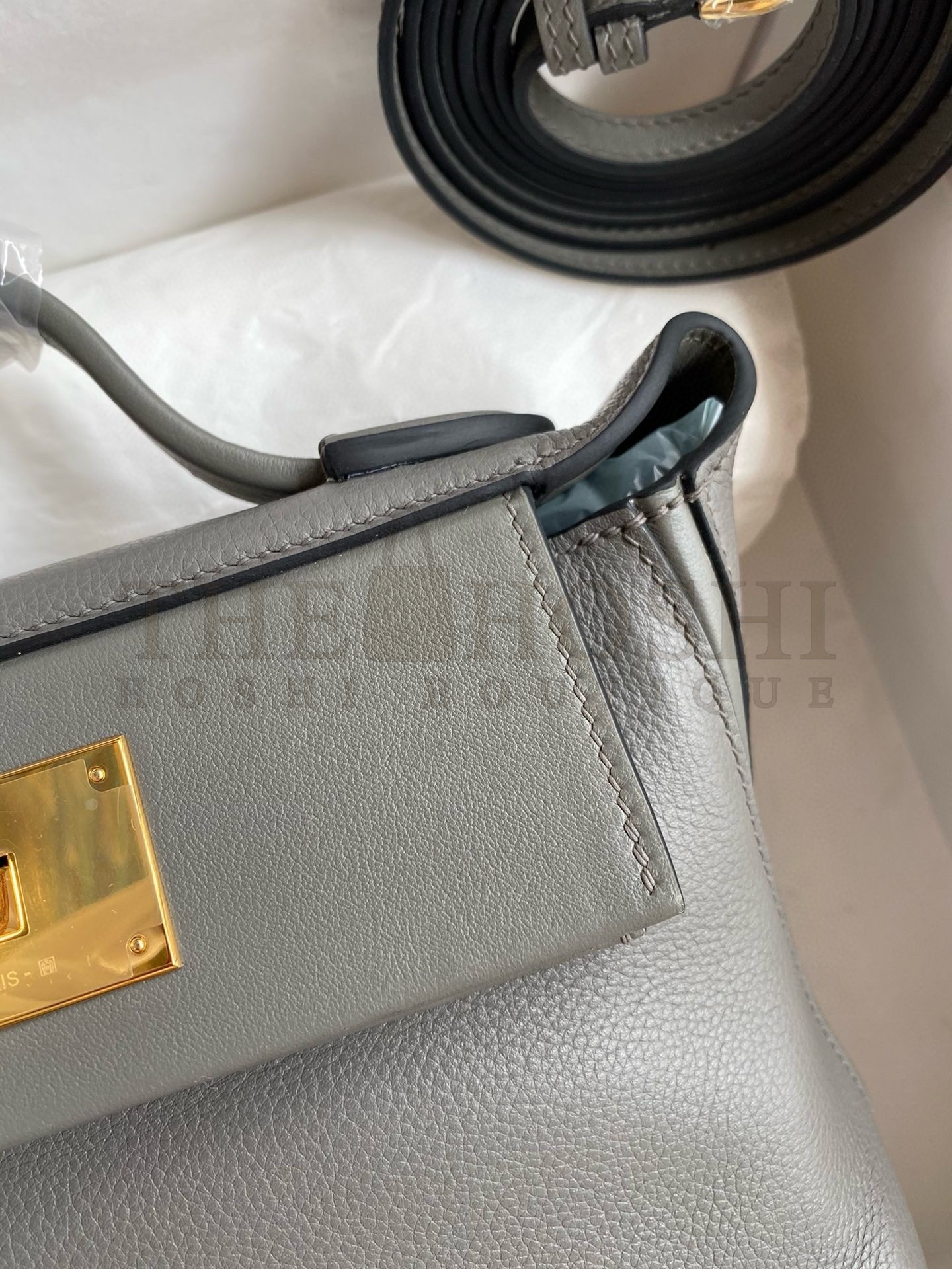 H**me5 24/24 Mini 21 Handmade Bag in Gris Meyer Evercolor Leather Master Quality