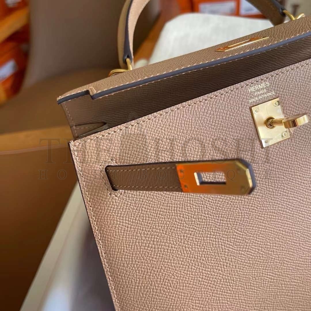 H**me5 Kelly Sellier 25 Handmade Bag In Chai Epsom Calfskin Master Quality