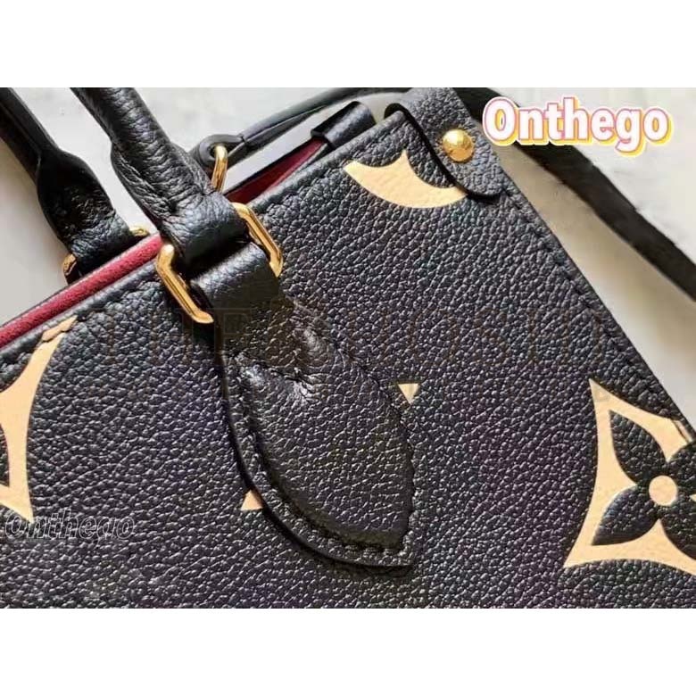 L0vis Vvtt0n LV Women Onthego Tote Black Embossed Grained Cowhide Leather PM M45659 (25 x 19 x 11.5 cm) GM M45945 (41 x 34 x 19 cm) Master Quality