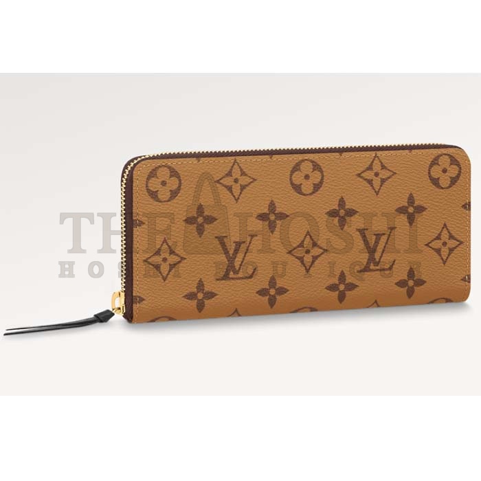 L0vis Vvtt0n LV Unisex Clémence Wallet Brown Monogram Reverse Coated Canvas Master Quality
