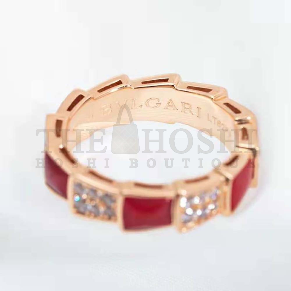 Bv1g*ai Women Serpenti Viper Band Ring in 18 KT Rose Gold-Red Master Quality