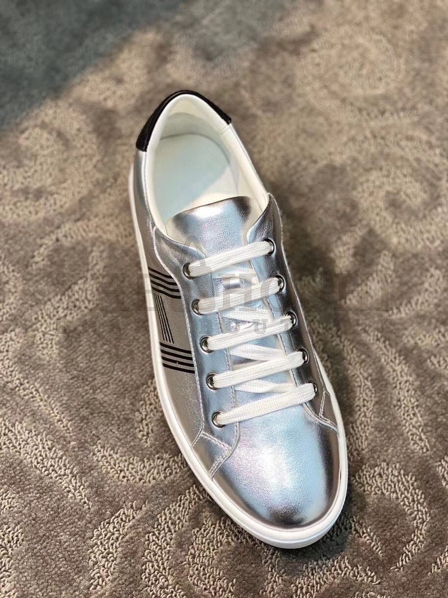 H**me5 Avantage Sneakers In Grey Metallic Leather Master Quality