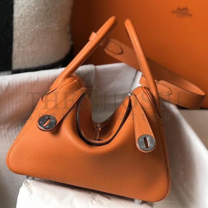 H**me5 Lindy 26cm Bag In Orange Clemence With PHW Master Quality