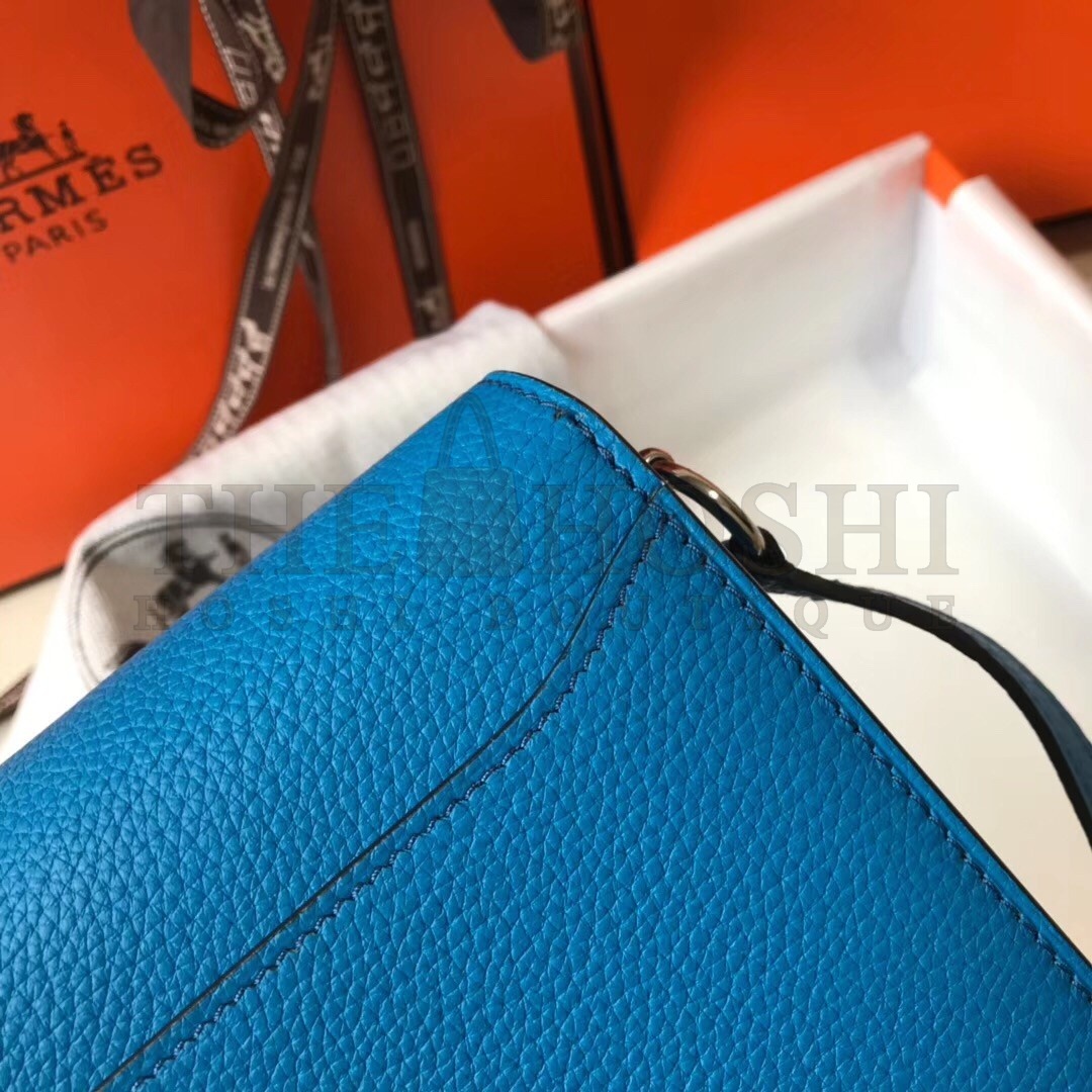 H**me5 Mini Sac Roulis 18cm Bag In Blue Hydra Evercolor Calfskin Master Quality