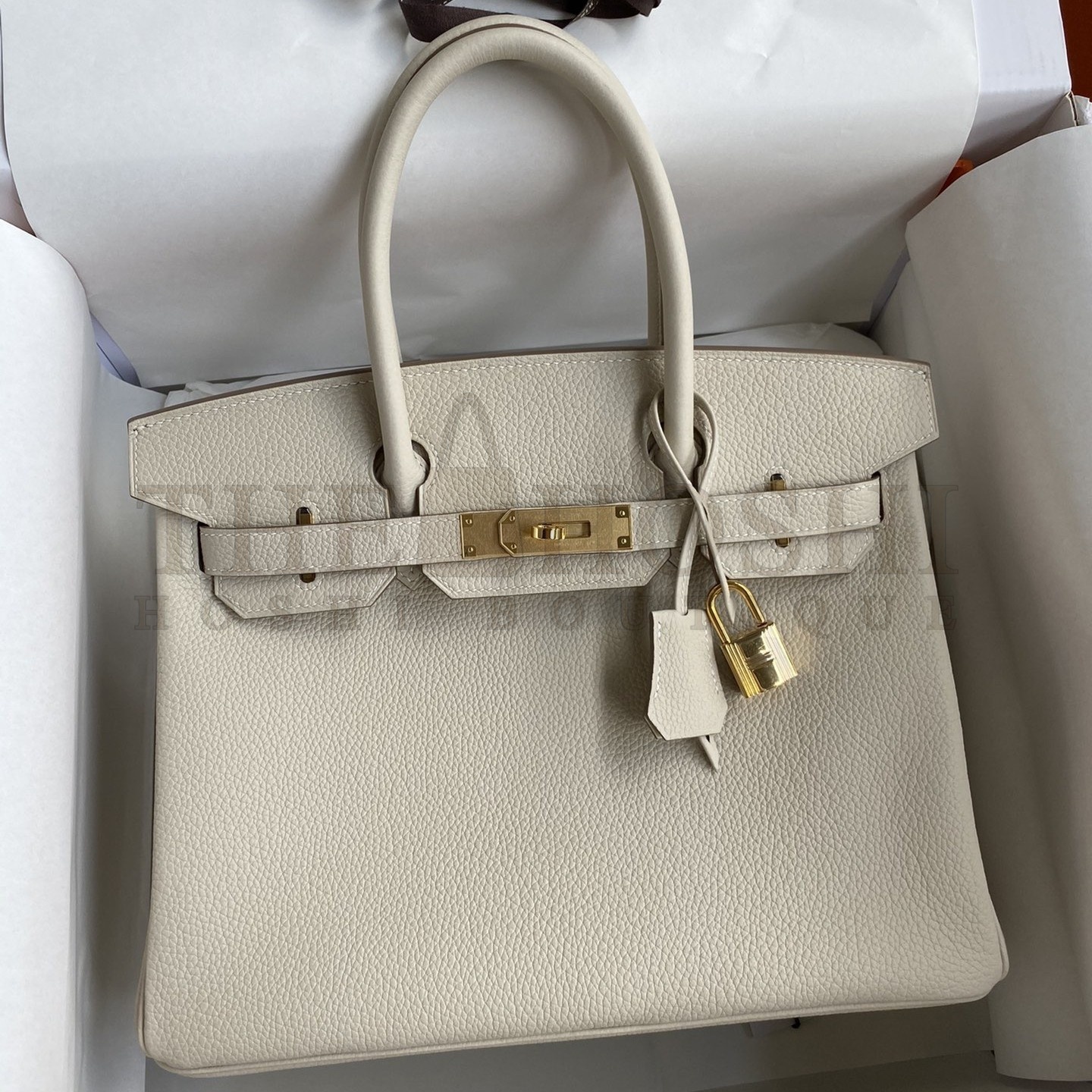 H**me5 Birkin 30 Retourne Handmade Bag In Craie Clemence Leather Master Quality