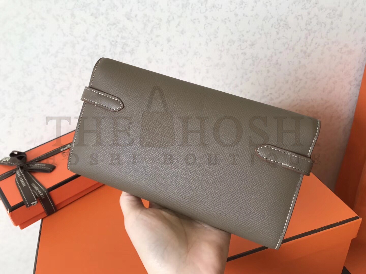 H**me5 Kelly Classic Long Wallet In Taupe Epsom Leather Master Quality