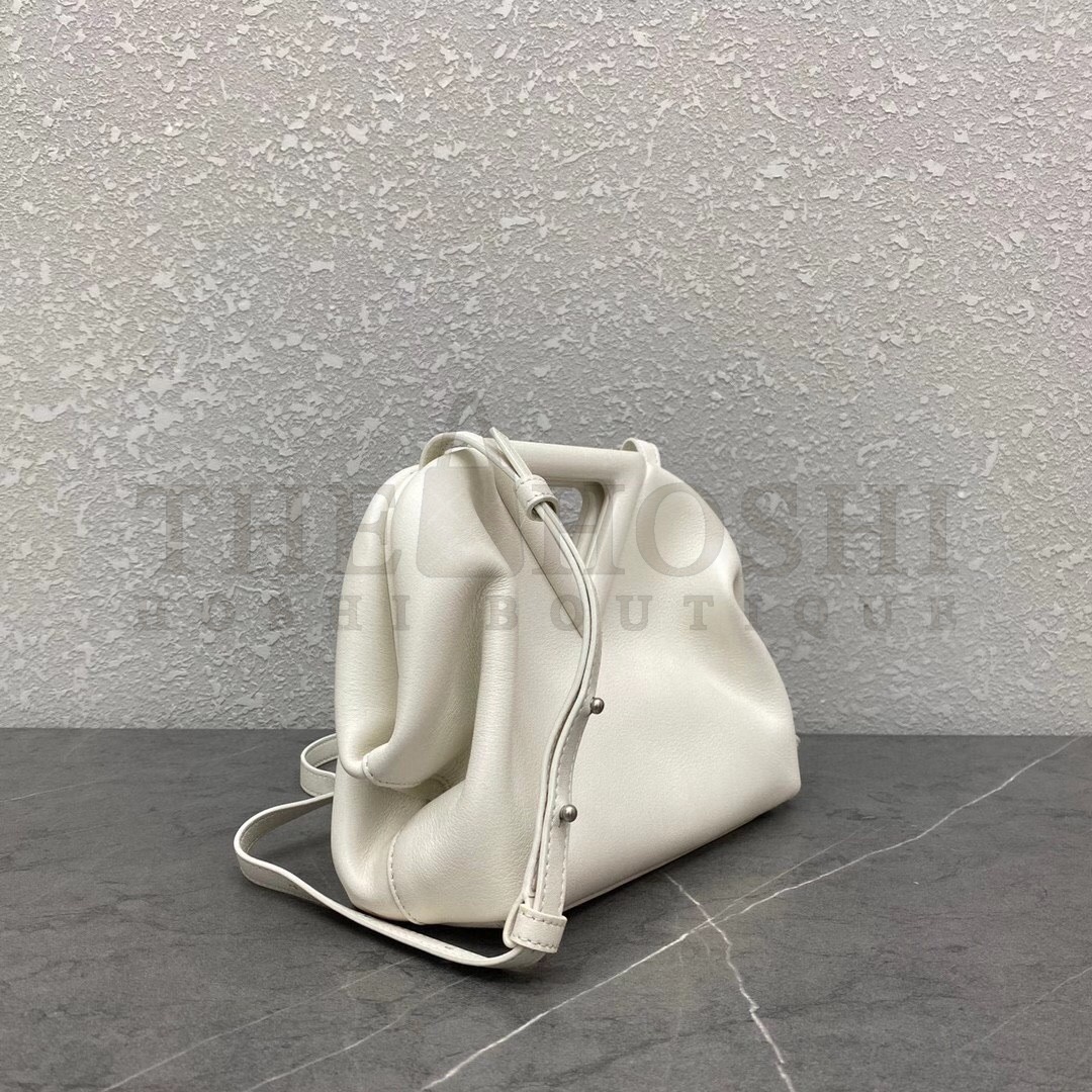 B0tt*ga Ven*ta Small Point Top Handle Bag In White Leather Master Quality