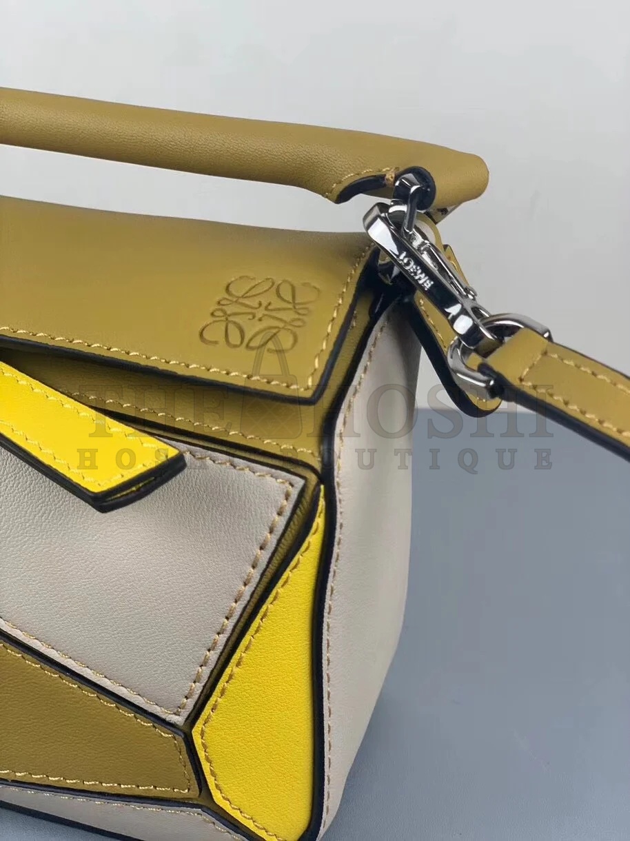 L0ew* Puzzle Mini Bag In Ochre/White/Yellow Calfskin Master Quality