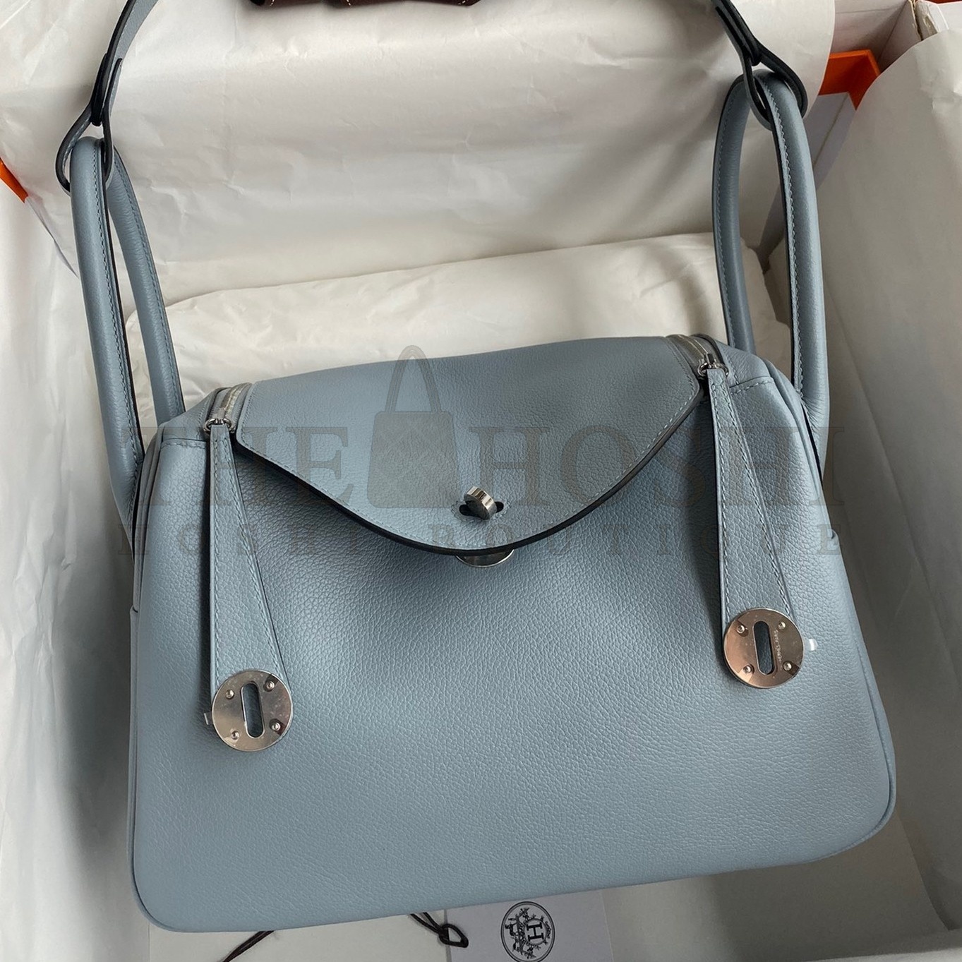 H**me5 Lindy 26 Handmade Bag In Blue Lin Evercolor Leather Master Quality