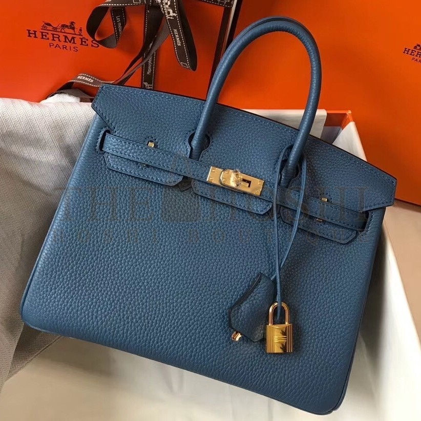 H**me5 Birkin 25cm Bag In Blue Agate Clemence Leather Master Quality
