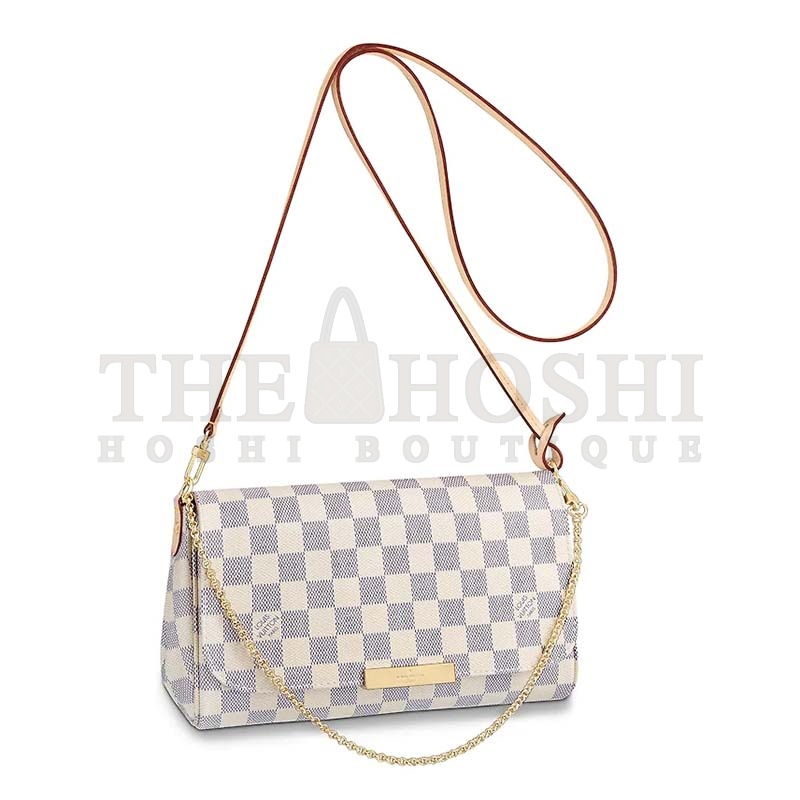 L0vis Vvtt0n LV Women Favorite MM Clutch in Damier Azur Coated Canvas-Beige Master Quality